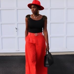 Orange Wide leg pants